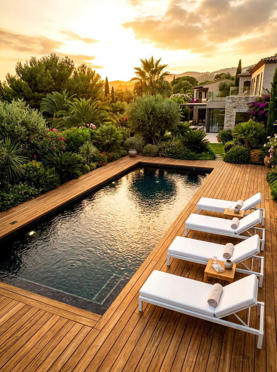 Black Bottom Pool With Wood Deck - 30 black bottom pool backyard ideas