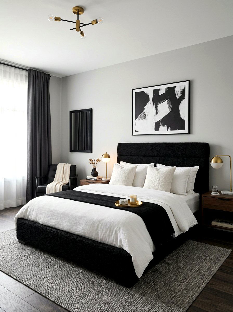 Black Boucle Bed - 30 boucle bedroom ideas