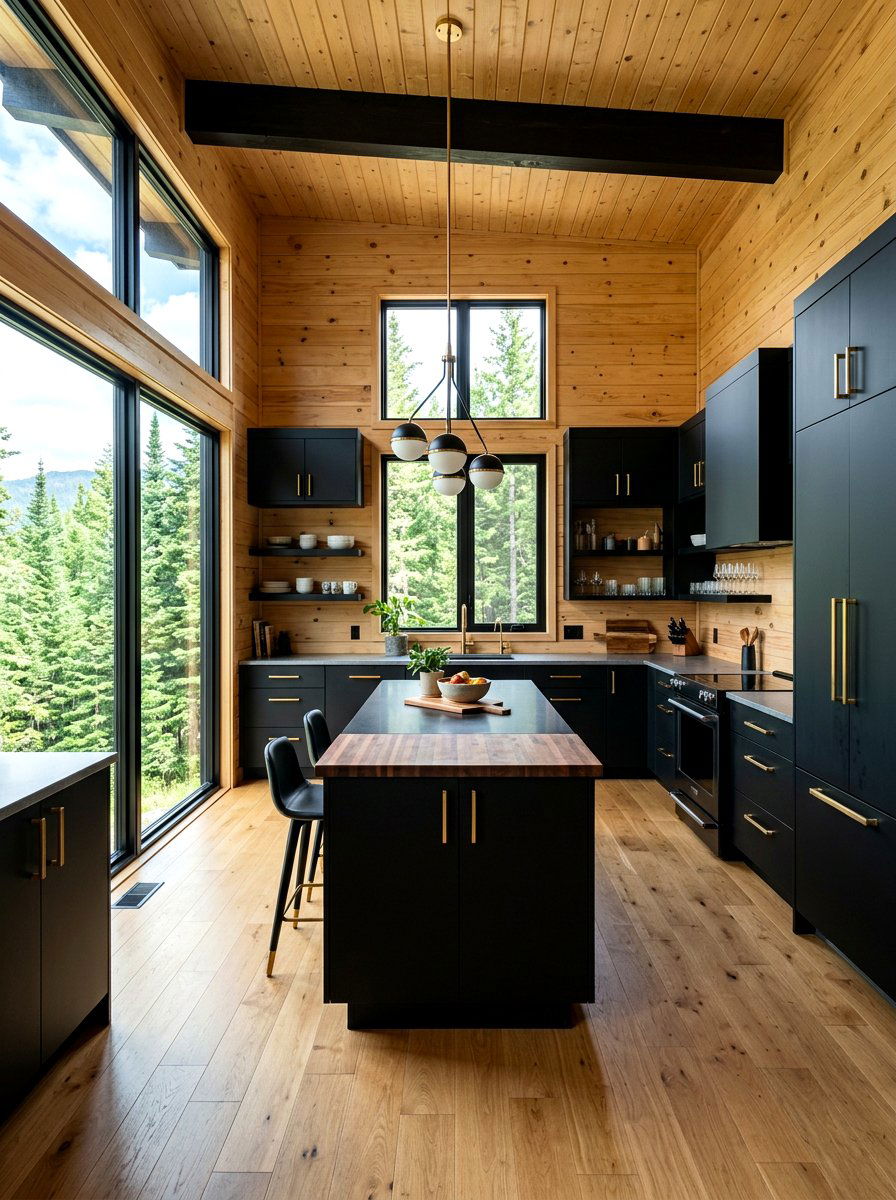Black Cabin Kitchen Cabinet - 30 cabin kitchen ideas