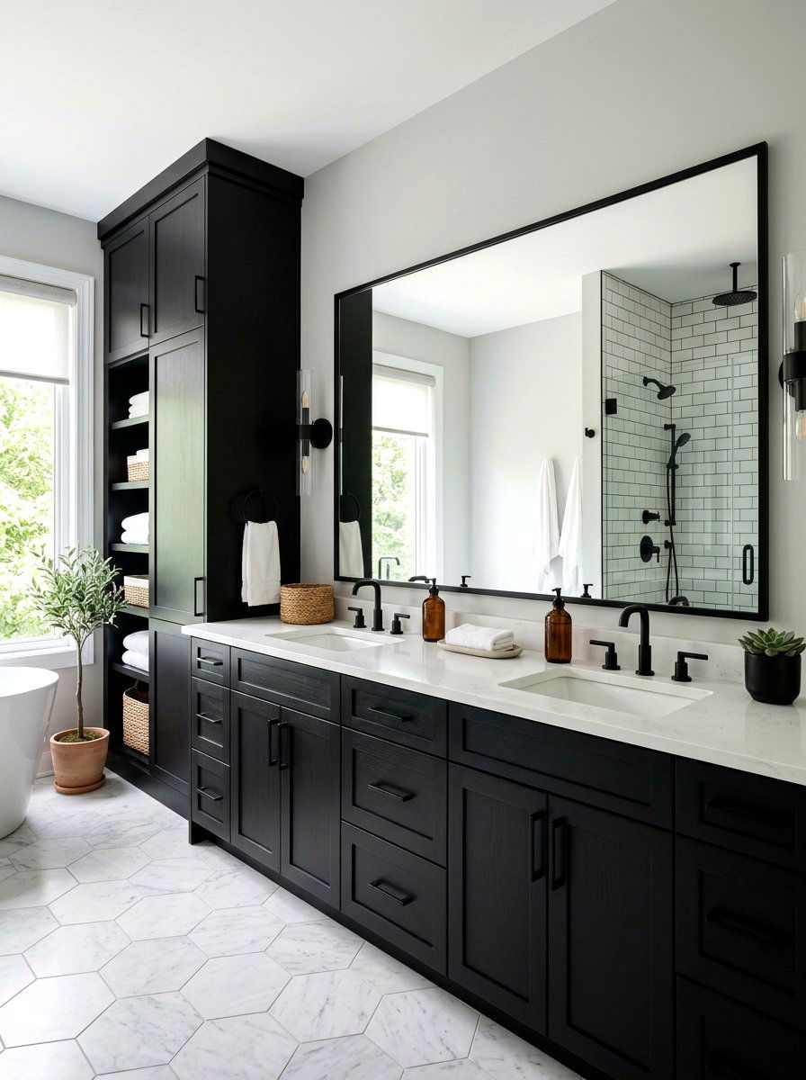 Black Cabinetry Bathroom - 30 black bathroom ideas