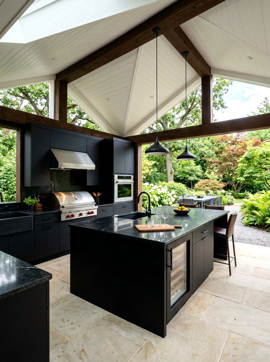 Black Cabinetry Pavilion Kitchen - 30 outdoor pavilion kitchen ideas