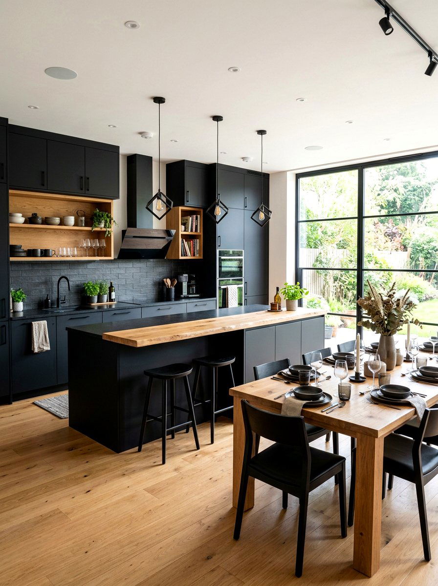 Black Cabinets With Wood - 30 modern rustic kitchen ideas