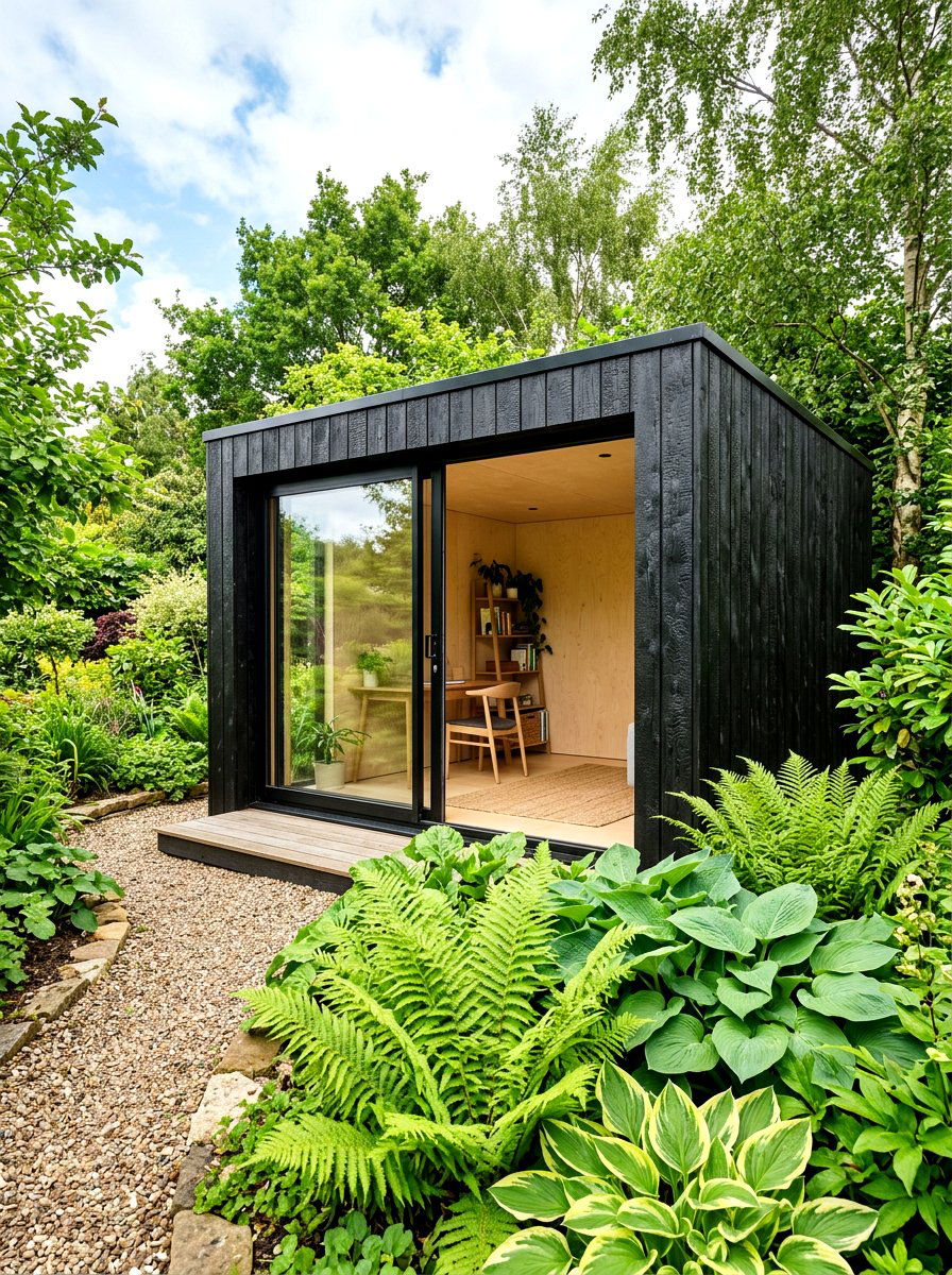 Black Charred Timber Garden Room - 30 outdoor garden room ideas