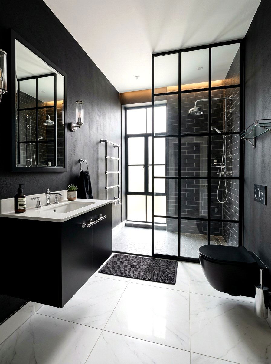 Black Chrome Bathroom - 30 chrome bathroom ideas