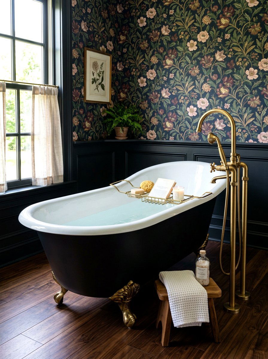 Black Clawfoot Tub - 30 moody bathroom ideas