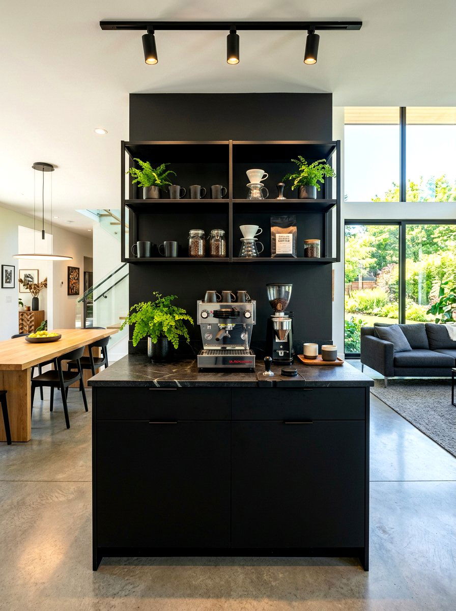Black Coffee Bar - 30 coffee nook ideas