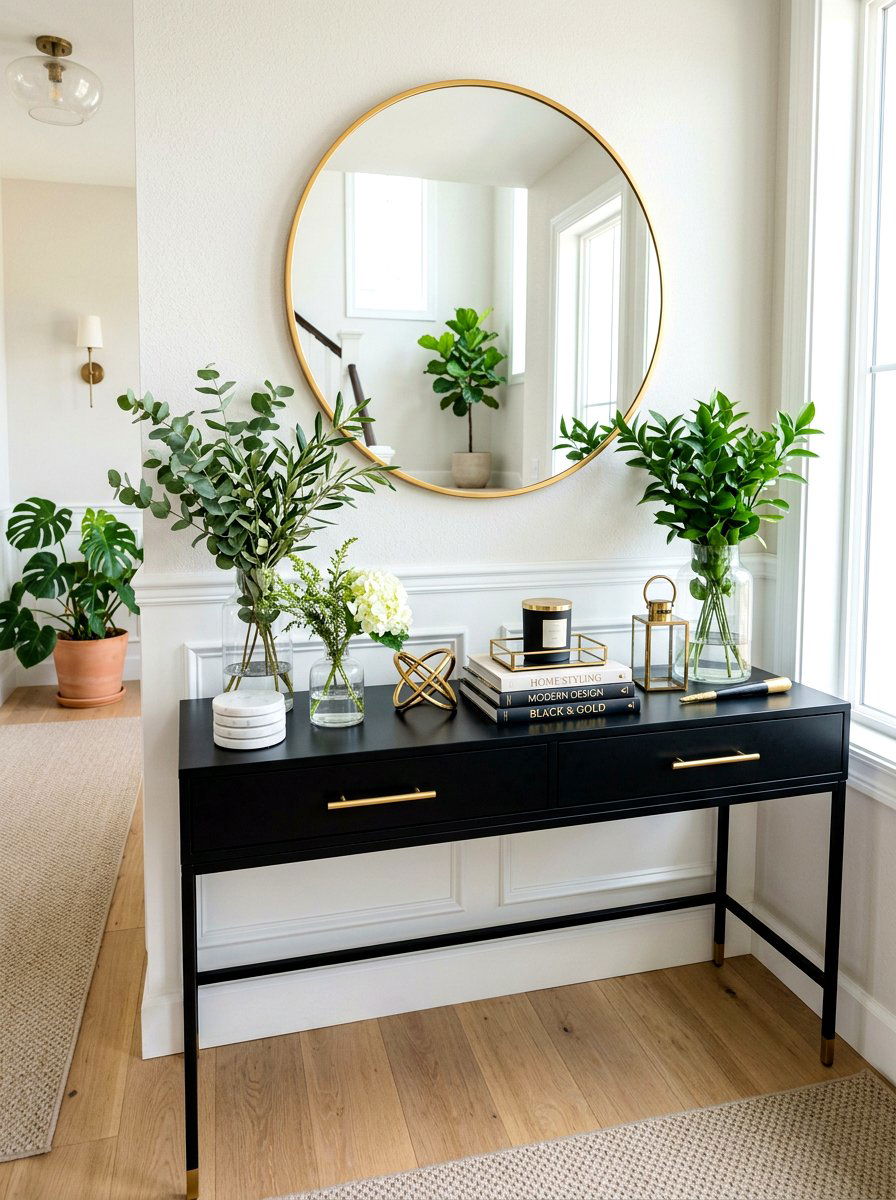 Black Console Table - 30 console table decor ideas