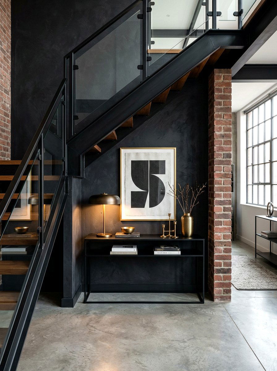 Black Console Table Behind Stairs - 30 console behind stairs ideas