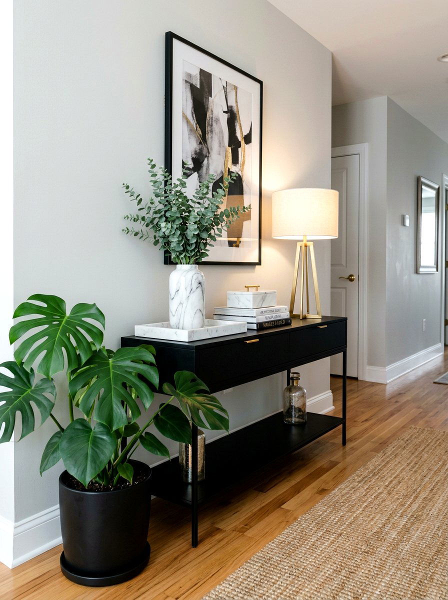 Black Console Table - 30 console styling ideas