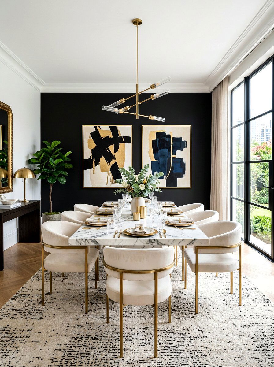 Black Dining Accent Wall - 30 dining room wall decor ideas