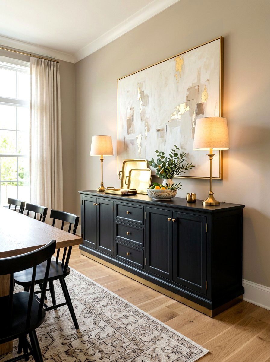 Black Dining Buffet - 30 sideboard styling dining ideas