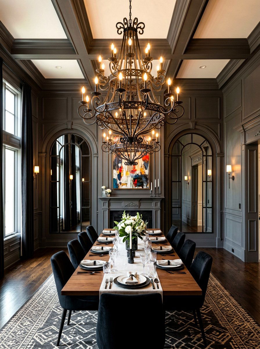 Black Dining Room Chandelier - 30 dark moody dining room ideas