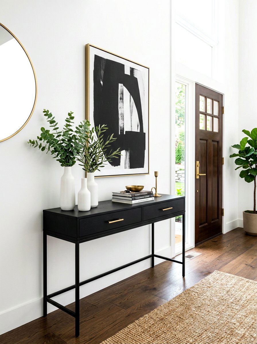 Black Entry Table - 30 everyday entry table decor ideas