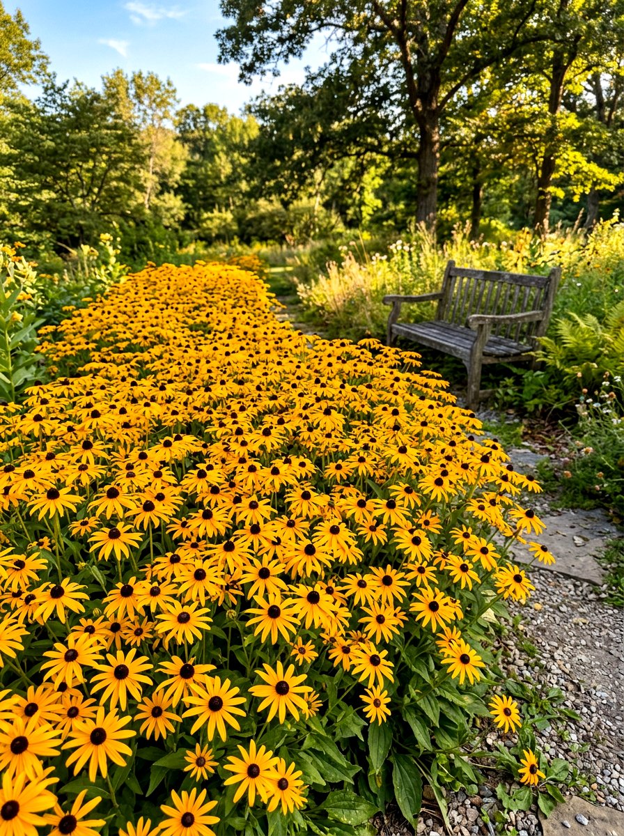 Black Eyed Susan Border - 30 yellow flower border ideas
