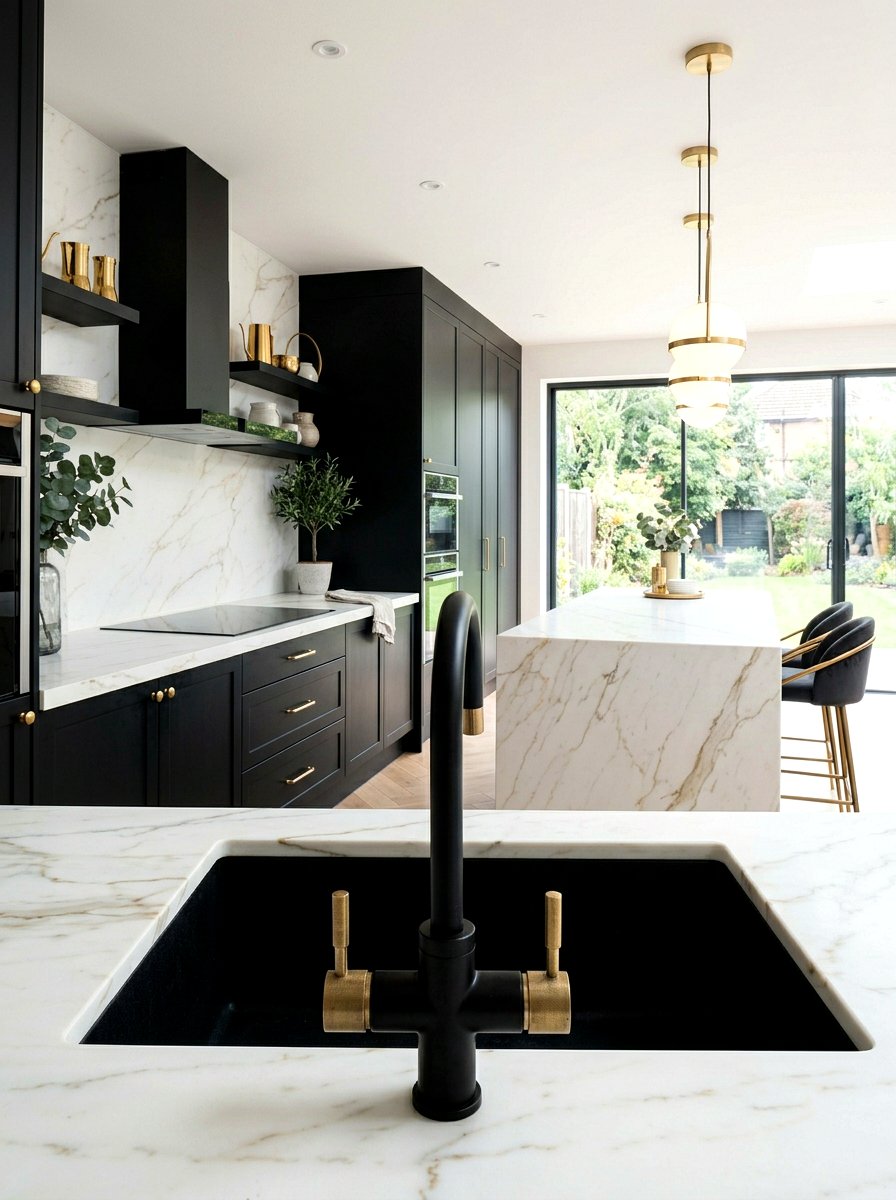 Black Faucet Brass Accents Kitchen - 30 black faucet kitchen ideas