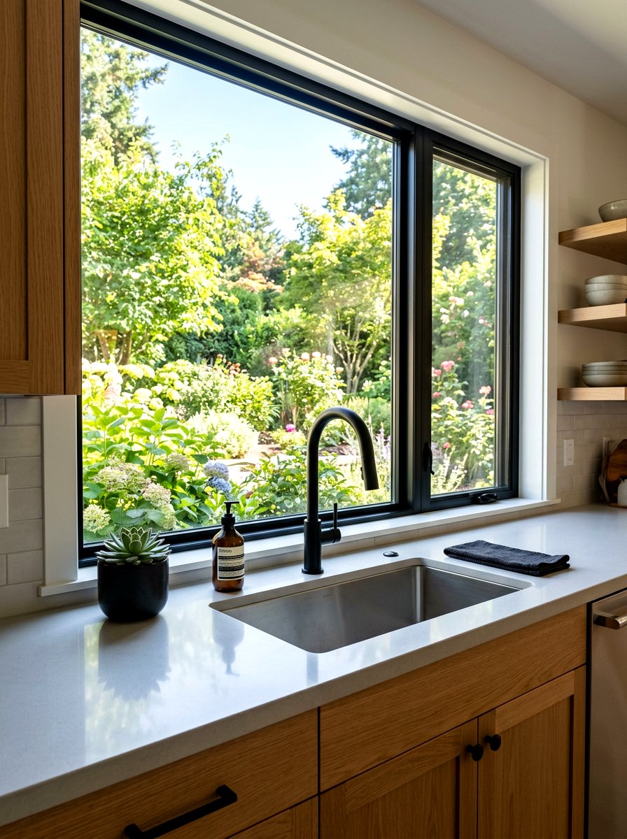 Black Faucet Kitchen Window View - 30 black faucet kitchen ideas