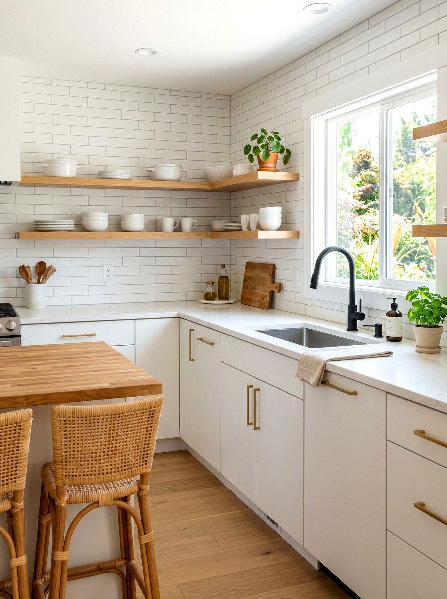 Black Faucet Wood Shelving Kitchen - 30 black faucet kitchen ideas