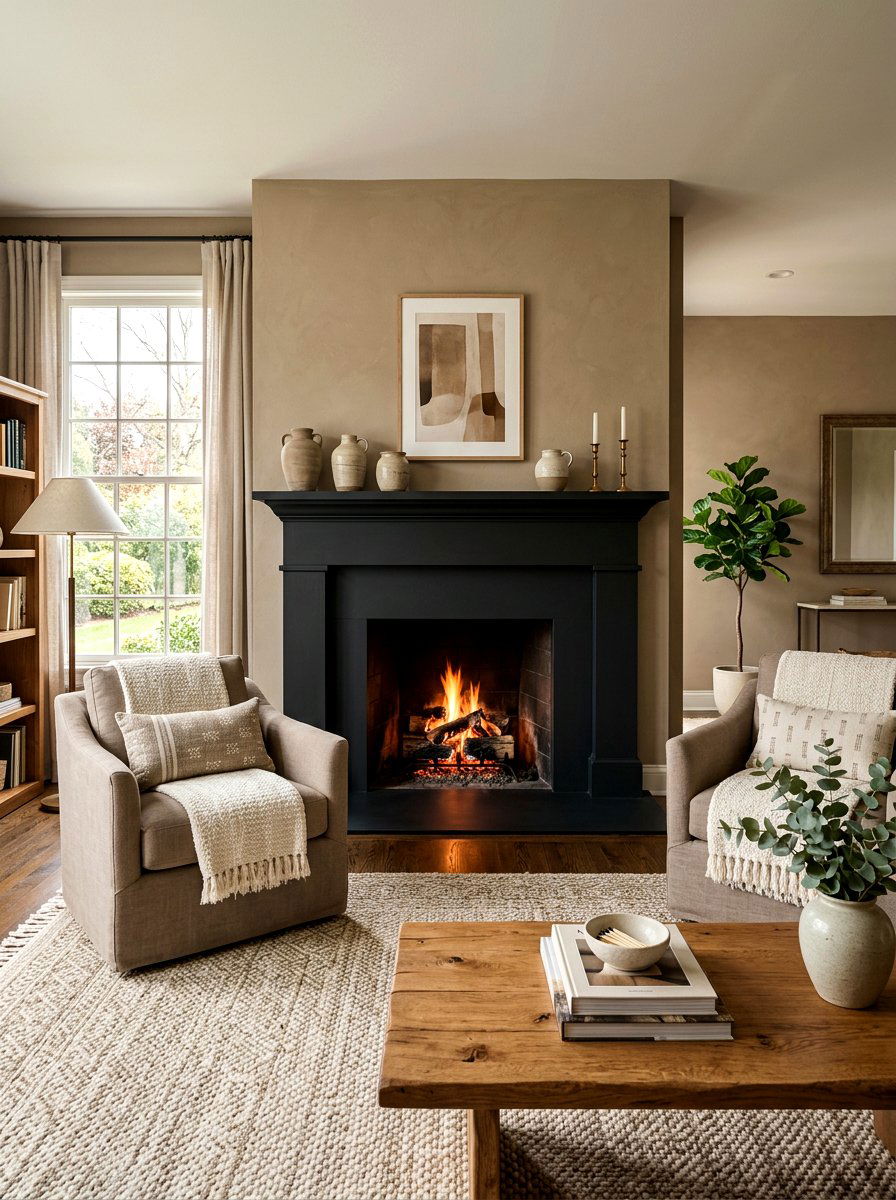 Black Fireplace Taupe Living Room - 30 taupe and black living room ideas
