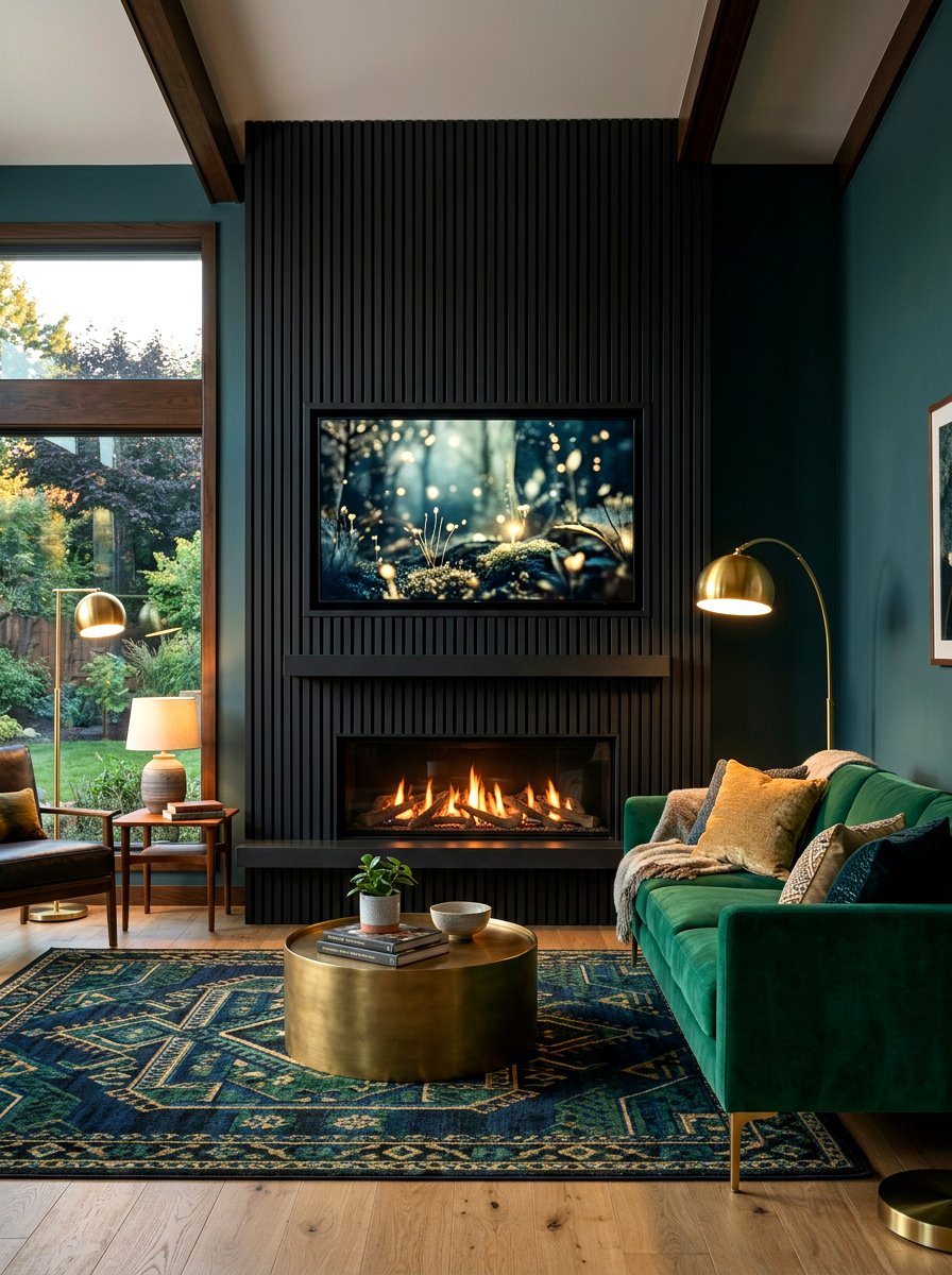 Black Fireplace Wall With TV - 30 fireplace and TV layout ideas