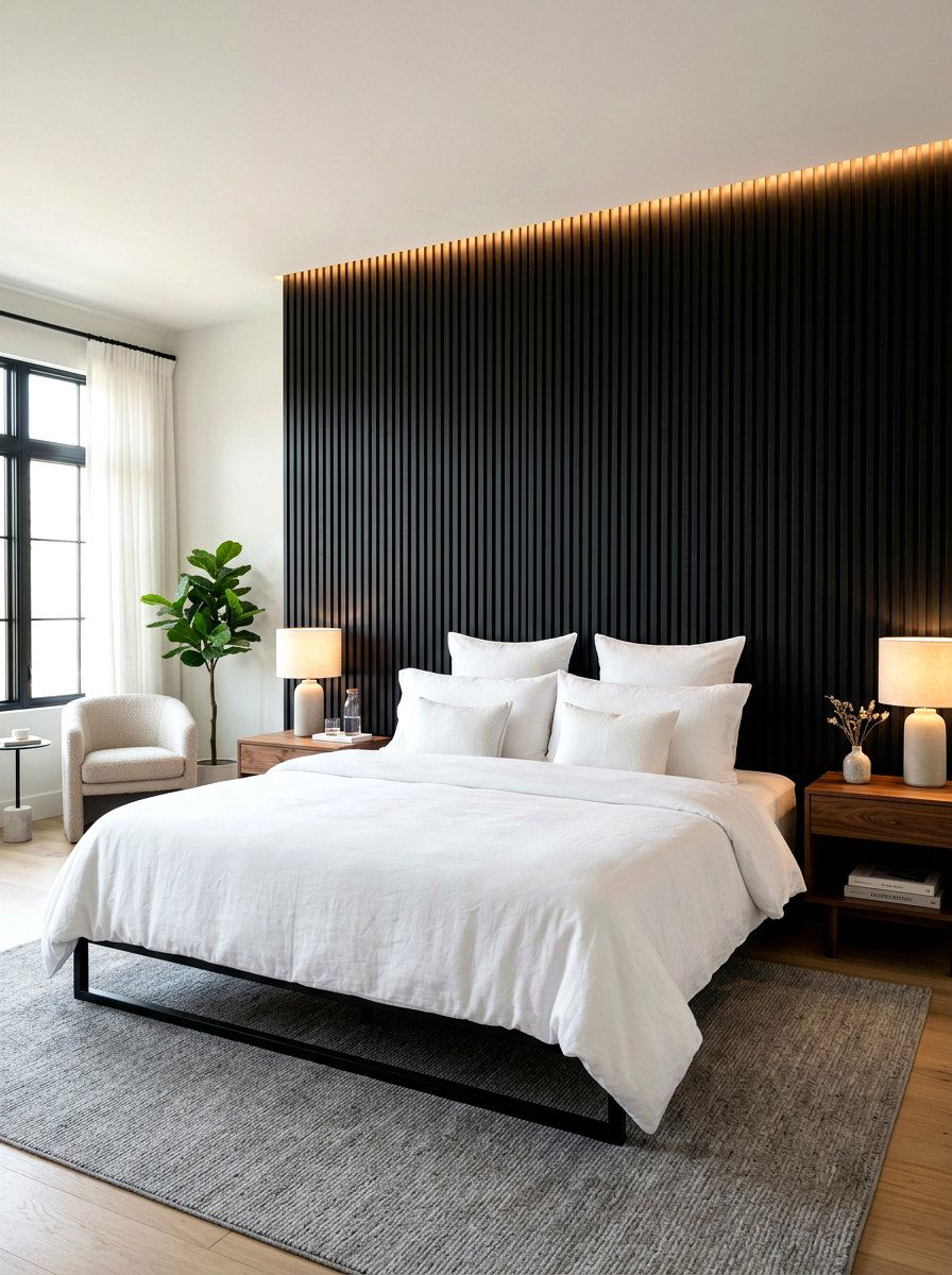 Black Fluted Headboard - 30 fluted headboard ideas