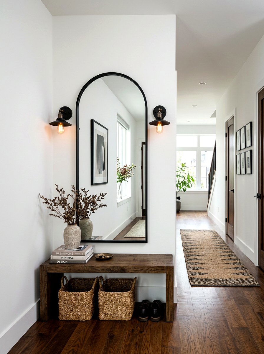Black Frame Arched Mirror Hallway - 30 arched mirror hallway ideas