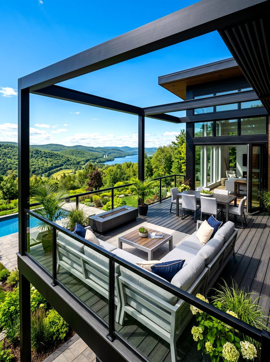 Black Frame Deck - 30 covered deck dining ideas