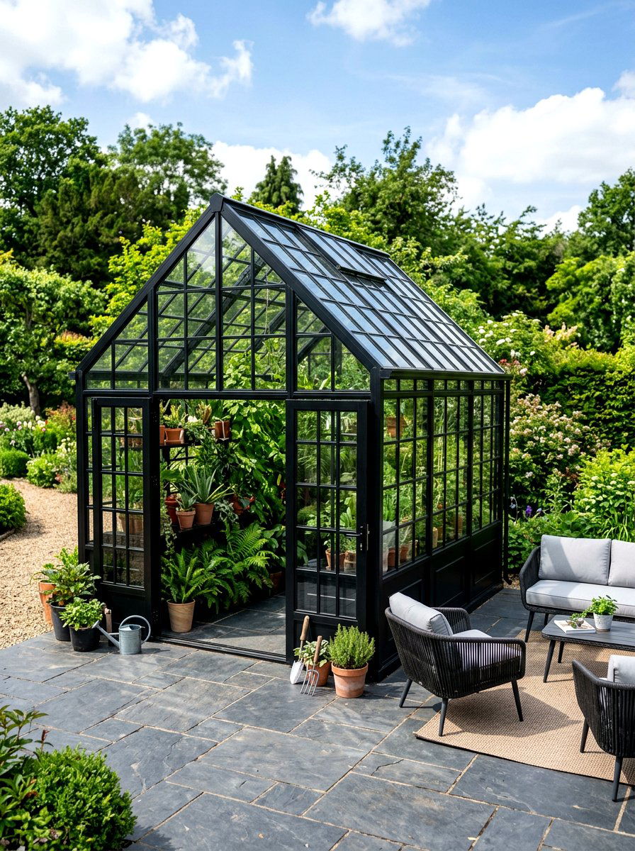 Black Frame Greenhouse - 30 small greenhouse ideas