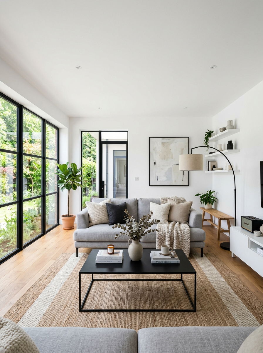 Black Frame Living Room - 30 organic modern living space ideas