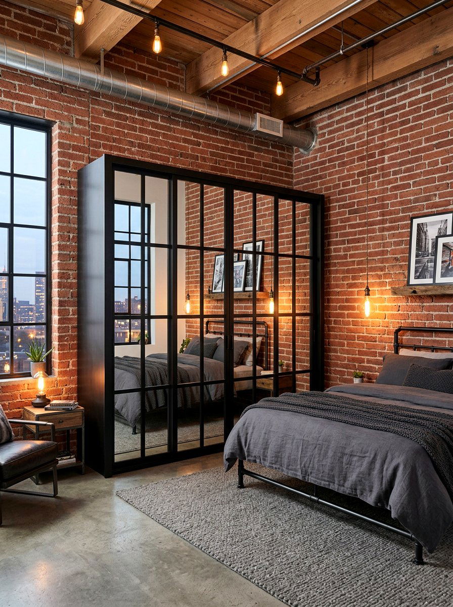 Black Frame Mirrored Closet - 30 mirrored closet ideas