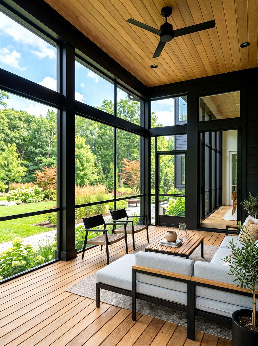 Black Frame Screened Porch - 30 screened porch ideas