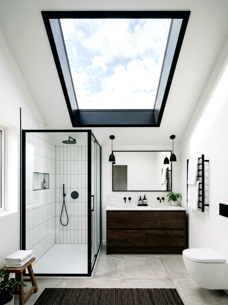 Black Frame Skylight - 30 shower skylight ideas