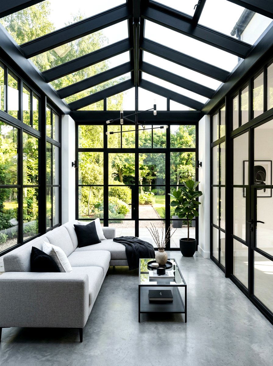 Black Frame Sunroom - 30 cozy sunroom ideas