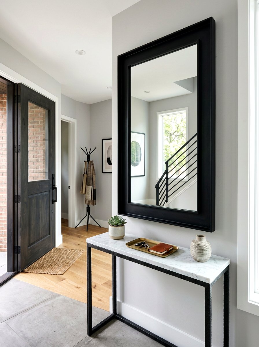 Black Framed Entryway Mirror - 30 TikTok entryway ideas