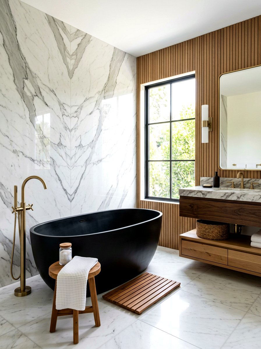 Black Freestanding Tub - 30 freestanding tub corner ideas