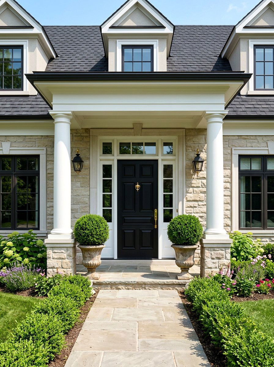 Black Front Door - 30 Pinterest front porch decor ideas