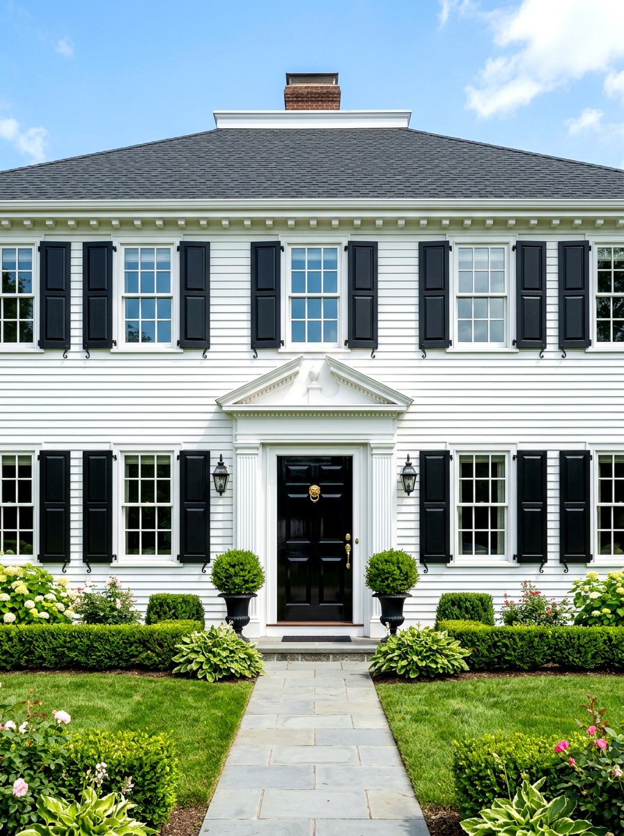 Black Front Door - 30 colonial house exterior ideas