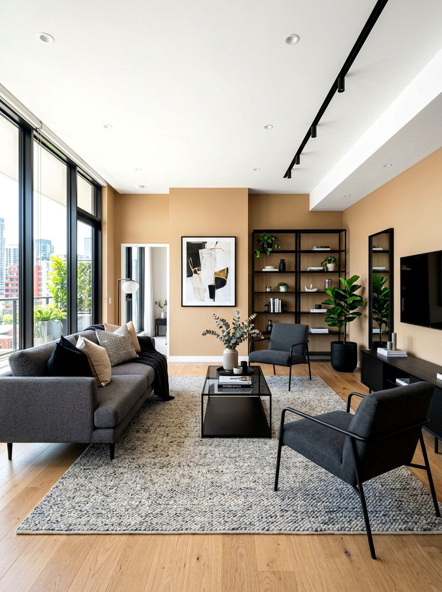 Black Furniture Contrast - 30 toasted beige living room ideas