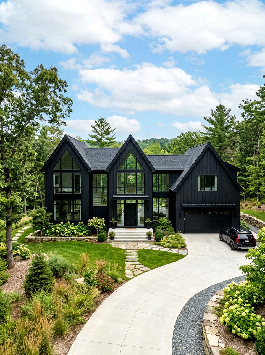 Black Gable Roof Home - 30 black house exterior ideas