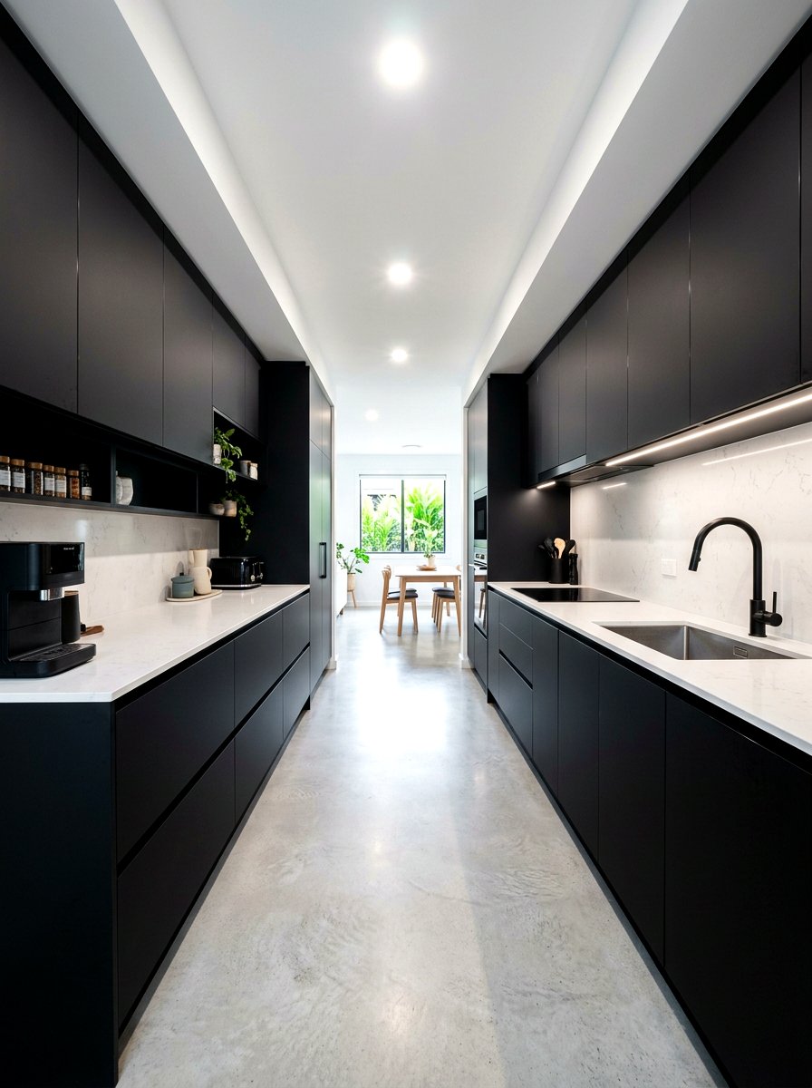 Black Galley Kitchen - 30 cozy galley kitchen ideas