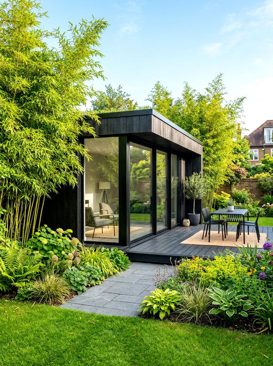Black Garden Room - 30 hidden garden room backyard ideas