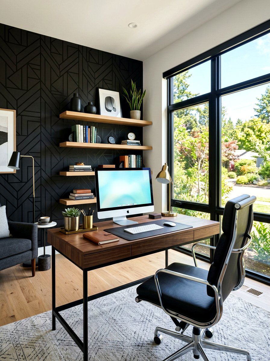 Black Geometric Wallpaper - 30 patterned wallpaper ideas