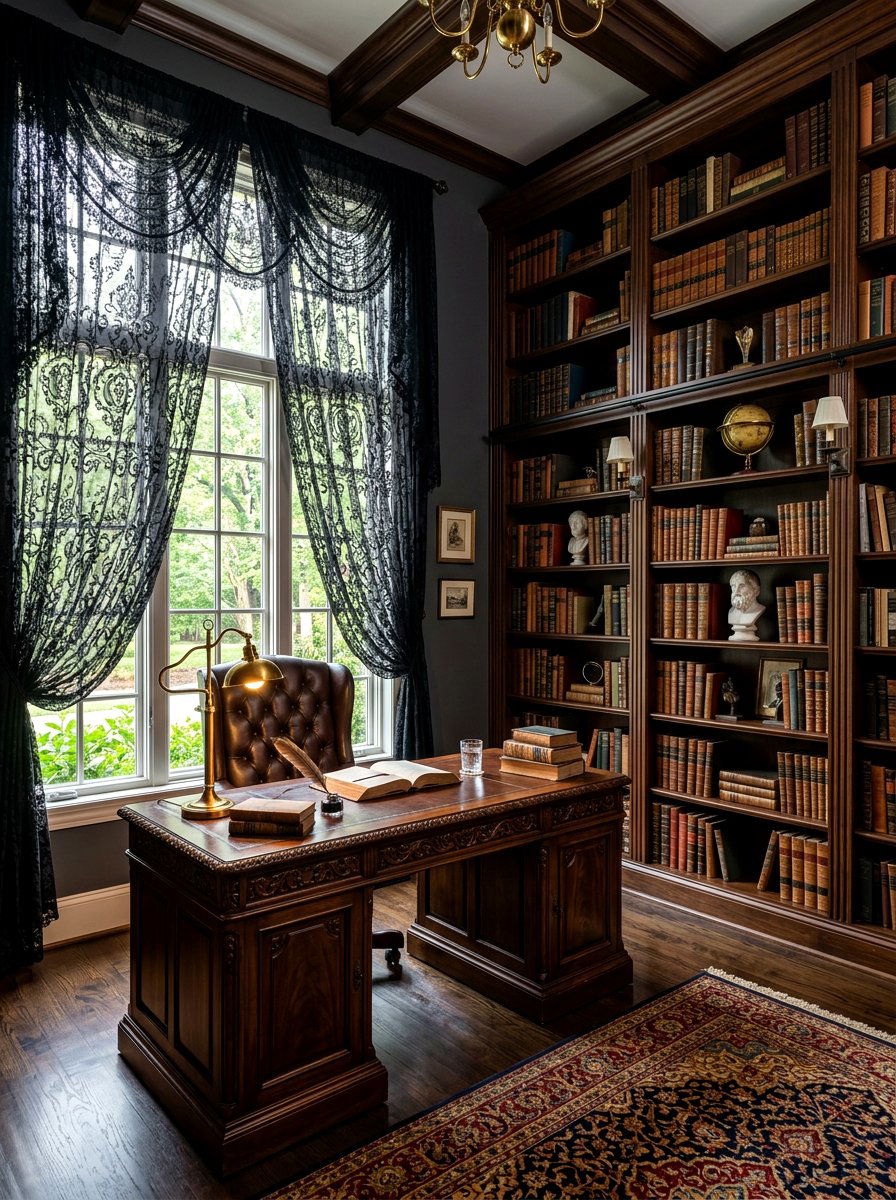 Black Gothic Lace Curtain - 30 lace curtain ideas