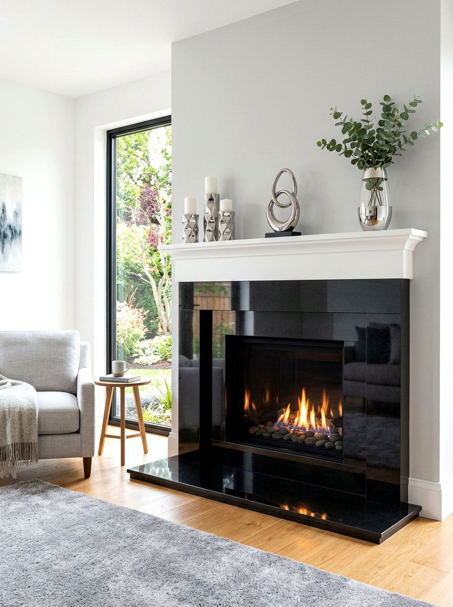 Black Granite Fireplace - 30 modern fireplace surround ideas