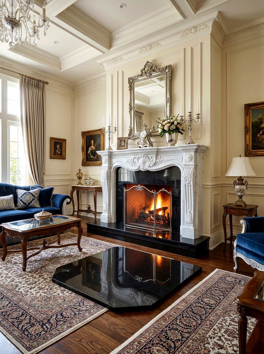 Black Granite Hearth - 30 fireplace hearth ideas