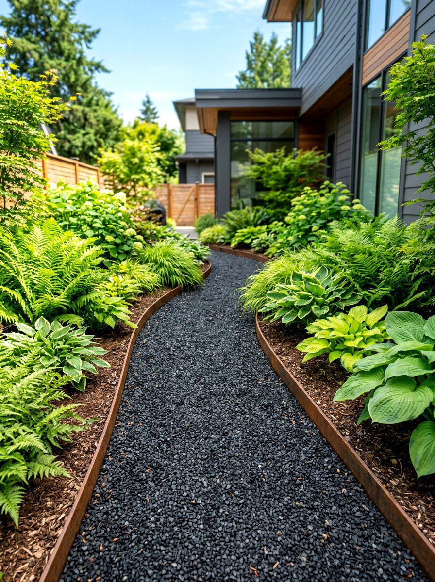Black Gravel Walkway - 30 modern landscaping ideas