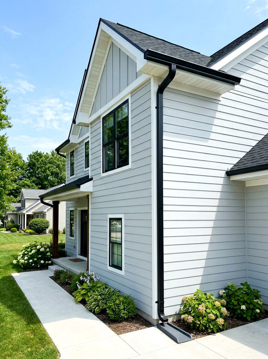 Black Gutters Downspouts - 30 black trim exterior ideas