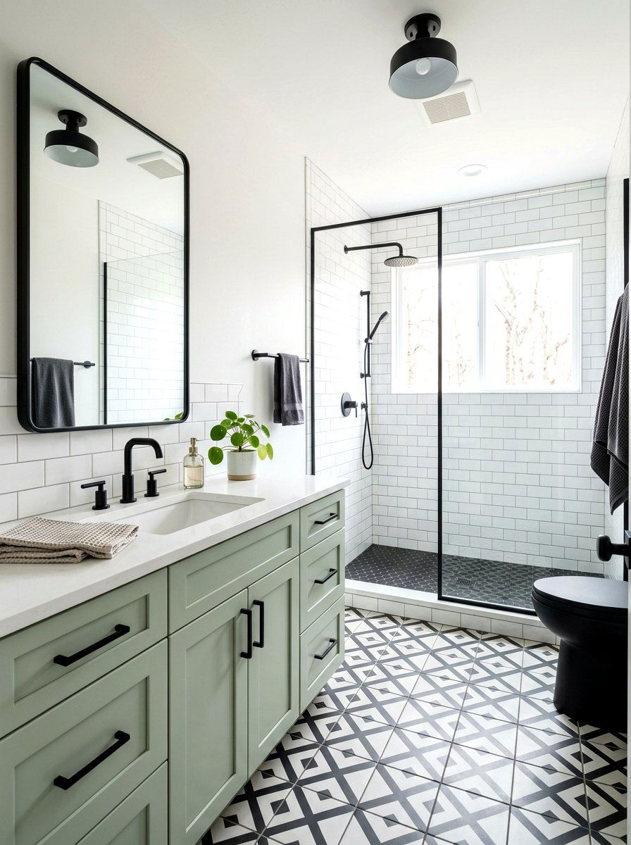 Black Hardware Bathroom - 30 farmhouse bathroom ideas