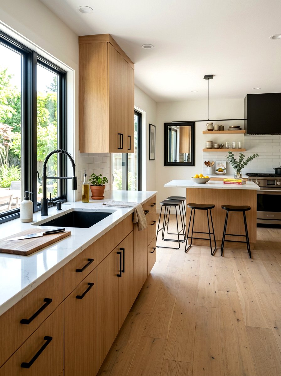 Black Hardware Kitchen - 30 farmhouse kitchen ideas