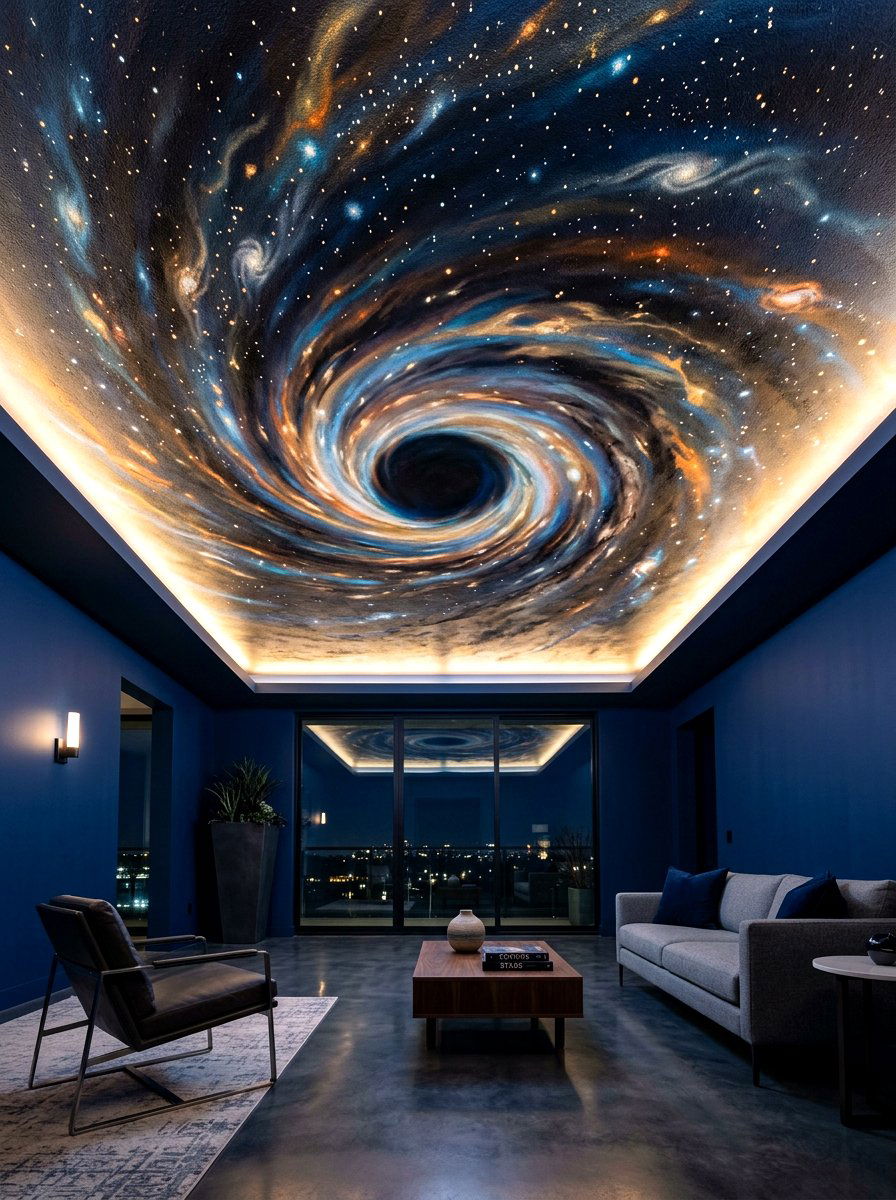 Black Hole Ceiling Mural - 30 space themed bedroom ideas