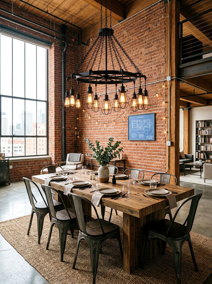 Black Industrial Chandelier - 30 dining room chandelier ideas